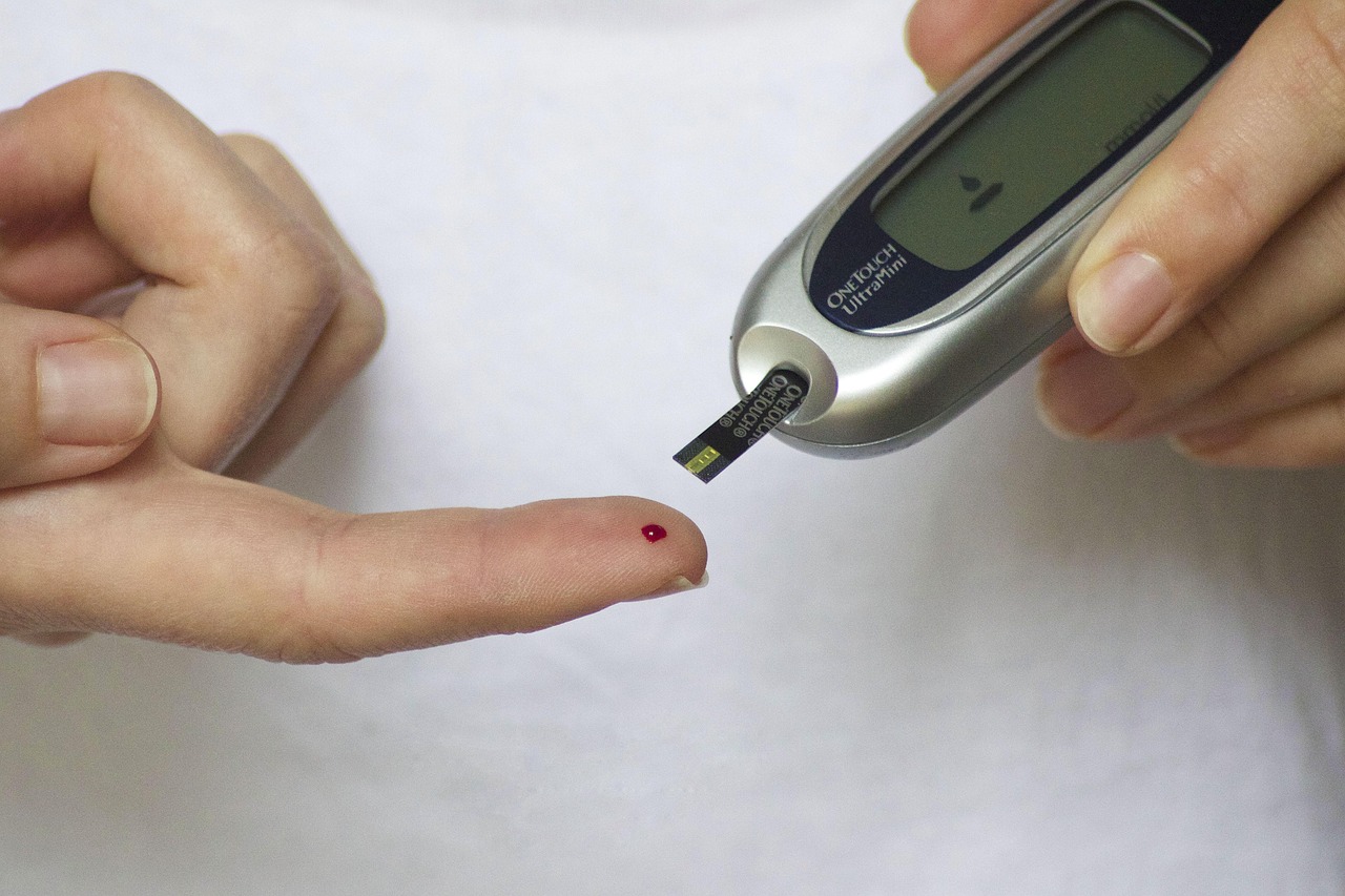 Person checking blood sugar level